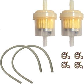 iFJF 3/16" ID, 5/16" OD Gas Fuel Line Hose Kit with 1/4" Filter and Clamps Replacement for Motorcycle, Lawn Mower, B&S Engines Adjustable Length Rubber Hose