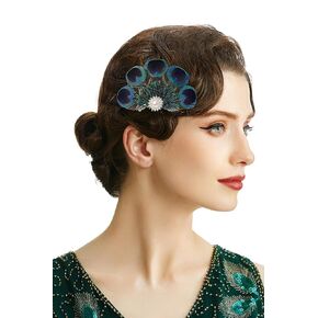 BABEYOND Peacock Feather Hair Clip Peacock Fascinator with Rhinestones Roaring 20s Peacock Flapper Fascinator 1920s Headpiece