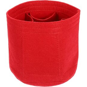 uxcell Purse Organizer Insert, Portable Felt Organizer Bags Round Multiple Compartments Purse Liner for Bucket Bag, Domed Satchel, Tote Bag, Handbag Shaper (6" x 6", Red)