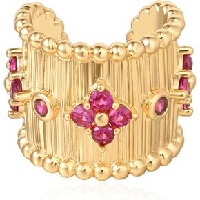 Ear Cuff Earrings for Women Trendy 14K Gold Plated Cubic Zirconia Multi-Colored Sparkle Huggie Ear Cuffs Non Piercing | Clip On Cartilage | Single