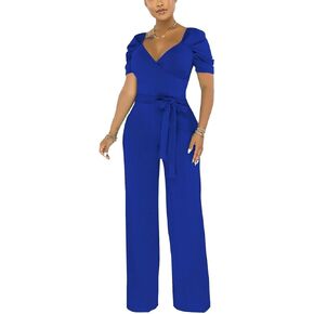 حللا أنيقة للنساء أنيقة مثير v-neck rompers الرسمية في المساء الحزب الواسع بدلات بانت