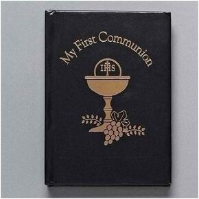 Giftware by Roman Inc., Sacraments, First Communion, 5"H BLACK W/GOLD CHALICE BOOK ,Religious, Inspirational, Durable (5x3x1)