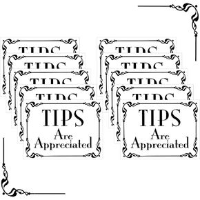 10 Pieces Tips are Appreciated Vinyl Sticker Bulk 3x4 inch Tip Jar Sign Waterproof Bumper Sticker for Wine Party Business Store Bar Coffee Restaurant Car Laptop
