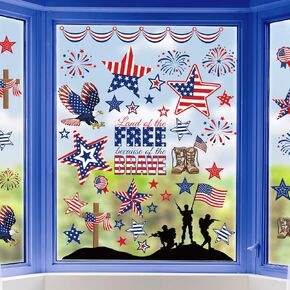 Pasimy 9 Sheets نافذة وطنية دكلة ديكورات العمل يوم العمل الشارات الأحمر الأزرق الأزرق النجوم النجوم America Boots Militar