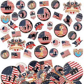 GIEGXIN 40 PCS Memorial Day American Flag Fling Flem Pins USA VETERANS DAY الوطني دبابيس بروش بروش شارة هدية كبيرة للرجال للرجال حقيبة ظهر العسكرية القبعة الوطنية الديكور الوطني