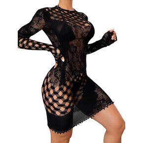 One Piece Black Fishnet Bodysuit Lingerie Bodystocking for Women Sexy full Body See Through Jumpsuit
