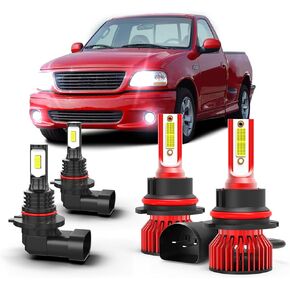 Fit For Ford F150 LED Light Bulbs 9007 HB5 High&Low Beam + 9006/9145 Fog Lights 1997-2003 Easy Install Waterproof Long Lifespan,500% Brightness Plug and Play,Pack of 4