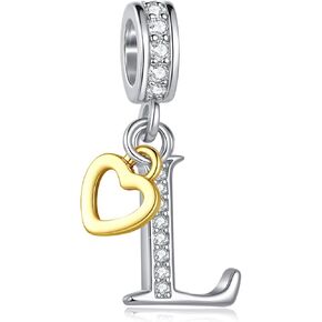 Sparkling A-Z Letter Charm for Pandora Charms Bracelets Gold Heart Silver Alphabet Initial Dangle Bead Jewelry Gift for Women