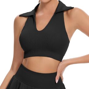 Riojoy Women's Tennis Tennis Top Top Collared Sliveless Racerback Tank Top مع قمصان الجولف الرياضية المبطنة