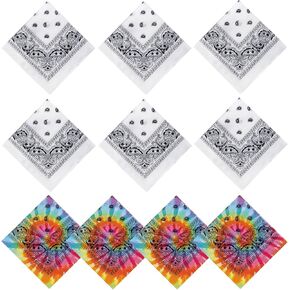 20 Pcs White Bandanas for Tie Dye DIY Blank Cotton Bandanas Plain Handkerchiefs Headband Head Wrap 22" x 22"