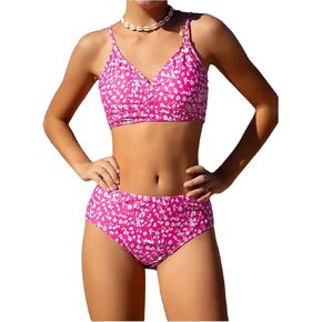GORGLITTER Girl's 2 Piece Floral Bikini Sets Cute Swimsuit Bralette High Waisted Bathing Suit