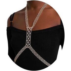 Full Rhinestone Harness Bra Body Chain for Men & Women - Sexy Bikini Crystal Bra Lingerie Festival Rave Waist Chain Body Accessories Jewelry