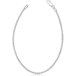 Kooljewelry Sterling Silver Round Chain Chain Anklet (1.1 مم ، 1.5 مم ، 2 مم أو 2.6 مم)