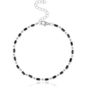 حبات بلاكية بلاكت كرستال طالبة حبات الزجاج الأسود السوداء حبات ربط سلسلة من Anklet للمرأة
