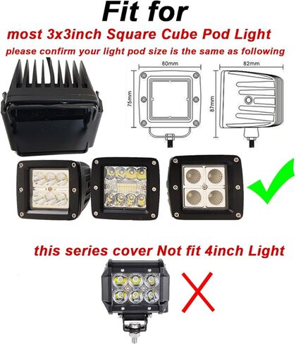 2pcs 3 inch Led Pod Lights Covers Cube Light Covers 3 inch Fog Lights Covers Light Bar Lens Dustproof Covers for ATV Truck UTE 3x3inch Square Cube Pod Lights Covers Fog Lampshade (2PCS Yellow Covers) in Kuwait