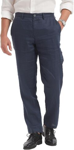 Men's 100% Linen Pants, Lightweight Breathable Casual Pants Regular Fit Summer Beach Yoga Trousers in Saudi Arabia