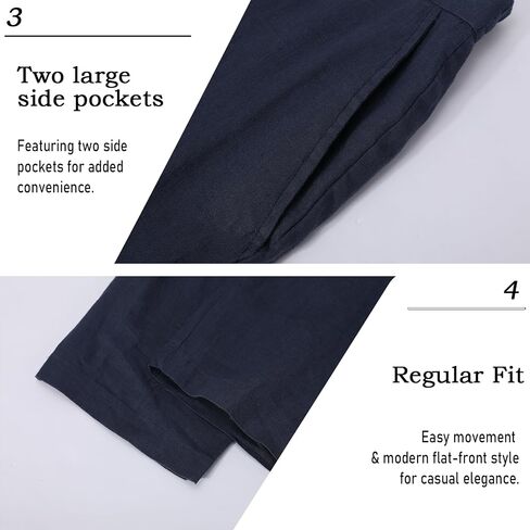 Men's 100% Linen Pants, Lightweight Breathable Casual Pants Regular Fit Summer Beach Yoga Trousers in Saudi Arabia