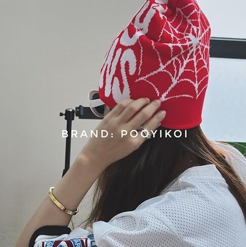 Knitting Hat Men Women Quality Cap Warm Cap Harajuku Beanie Gothic Spider Pattern Wool Acrylic Y2k Knitted Hat… in Saudi Arabia