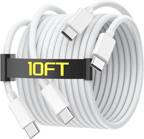 سلك كابل Carplay للسيارة لهاتف iPhone 16/16 Plus/16 Pro/16 Pro Max/15/15 Plus/15 Pro/15 Pro Max، iPad Pro 12.9/11، iPad Air 4/5، iPad Mini 6، 3 حزم 3.3 قدم كابل شحن سيارة مجدول من النايلون من USB A إلى USB C in Kuwait