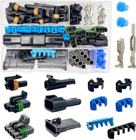 14-12 AWG 2 Pin Connector Weather Pack Connectors Kit 2 Wire Waterproof Automotive Electrical Plug Connectors Quick Connect and Disconnect (6 Sets) in Kuwait