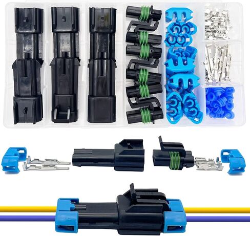 14-12 AWG 2 Pin Connector Weather Pack Connectors Kit 2 Wire Waterproof Automotive Electrical Plug Connectors Quick Connect and Disconnect (6 Sets) in Kuwait