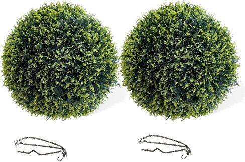 19 Inch Artificial Plant Cedar Topiary Balls 2PCS, Topiary Ball Garden Spheres Decorative Balls for Outdoor Patio Garden and Indoor, Wedding Decoration in Saudi Arabia