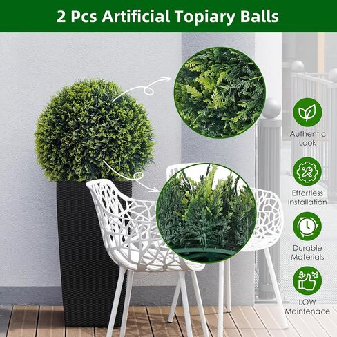 19 Inch Artificial Plant Cedar Topiary Balls 2PCS, Topiary Ball Garden Spheres Decorative Balls for Outdoor Patio Garden and Indoor, Wedding Decoration in Saudi Arabia