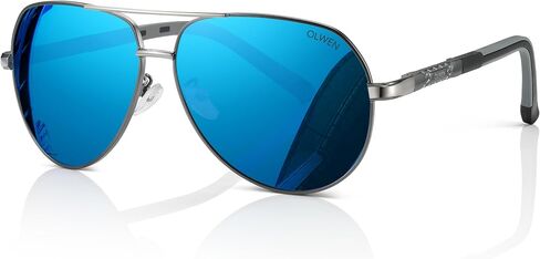 النظارات الشمسية Olwen XXL Aviator للرؤوس الكبيرة (مستقطبة) ، كبيرة كبيرة ، كبيرة وطويلة ، XL + علبة صلبة خالية in Kuwait