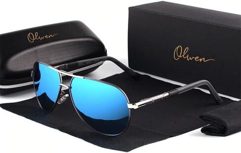 النظارات الشمسية Olwen XXL Aviator للرؤوس الكبيرة (مستقطبة) ، كبيرة كبيرة ، كبيرة وطويلة ، XL + علبة صلبة خالية in Kuwait