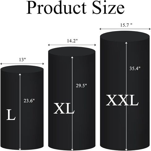 Socomi Cylinder Pedestal Stand Covers Spandex Flexible Display Box Stand Covers for Birthday Party Wedding Baby Shower Decoration- Only Stand Covers Included Set of 3 White in Kuwait