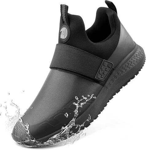 Non Slip Work Shoes for Men Slip On Food Service Kitchen Chef Restaurant Shoes Waterproof Slip Resistant Walking Sneakers Lightweight Comfortable Working Footwear Leather in Saudi Arabia