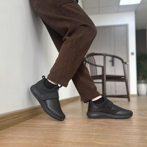 Non Slip Work Shoes for Men Slip On Food Service Kitchen Chef Restaurant Shoes Waterproof Slip Resistant Walking Sneakers Lightweight Comfortable Working Footwear Leather in Saudi Arabia