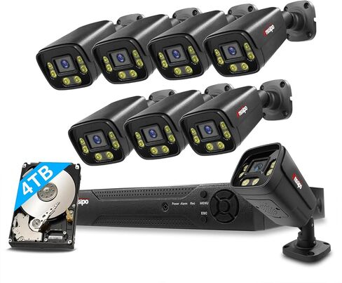 outdoor/indoor PoE security camera system, (2-way audio/AI face detection/IR colour night vision/vehicle detection) IP modification support, dual stream support, 8 NVR, 8 CCTV, 2TB HDD 24/7 in Saudi Arabia