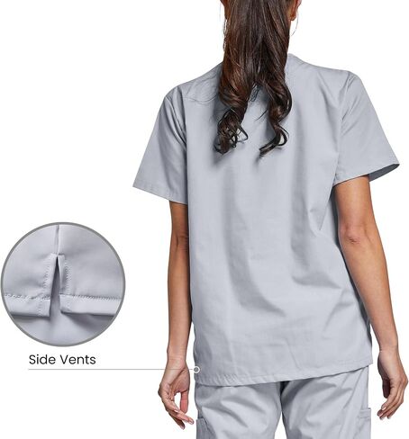 VOGRYE 2 Pack Scrub Tops for Woman - Soft Stretch, V-Neck Top Scrubs with 3 Pockets, Easy Care for Women in Kuwait