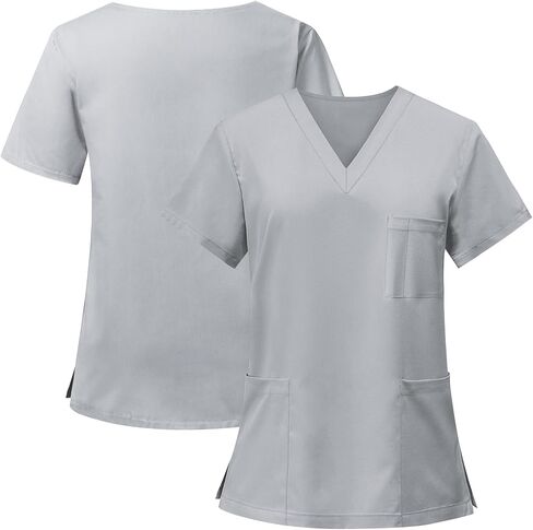 VOGRYE 2 Pack Scrub Tops for Woman - Soft Stretch, V-Neck Top Scrubs with 3 Pockets, Easy Care for Women in Kuwait