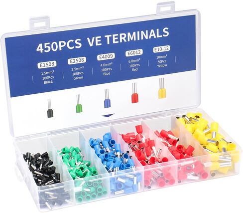 Baomain 1800pcs Wire Copper Crimp Connector Kit AWG 22/20/18/16/14/12/10/8 Assorted Insulated Ferrule Pin Cord End Terminal Set White Gray Red Black Blue Gray Yellow in Saudi Arabia