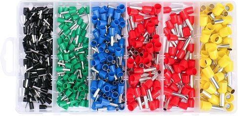 Baomain 1800pcs Wire Copper Crimp Connector Kit AWG 22/20/18/16/14/12/10/8 Assorted Insulated Ferrule Pin Cord End Terminal Set White Gray Red Black Blue Gray Yellow in Saudi Arabia