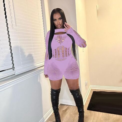Fishnets Bodysuits for Women Sexy Jumpsuits Mesh Long Sleeve Bodystockings Lace Lingerie for Women Sexy Costumes in Saudi Arabia