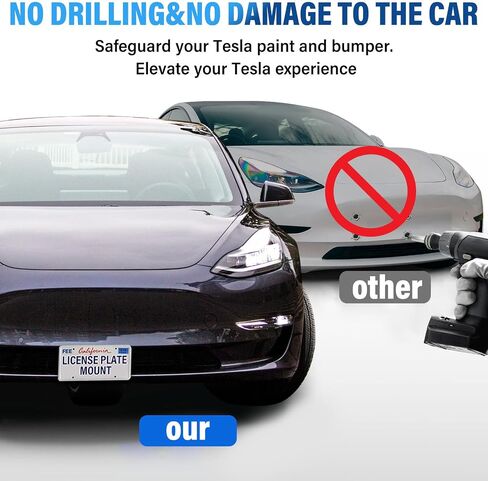 Model Y Front License Plate Holder Fit for Tesla Model Y 2019-2024 Accessories No Drill License Plate Mount Kit No Adhesives License Plate Frame Front License Plate Bracket (Model 3 2019-2023) in Saudi Arabia