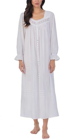 Eileen West Nightgowns for Women, Madison Cotton Long Sleeve Lightweight Button Down Night Shirt in Saudi Arabia