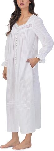 Eileen West Nightgowns for Women, Madison Cotton Long Sleeve Lightweight Button Down Night Shirt in Saudi Arabia