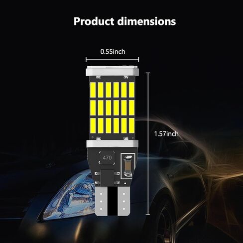 4 قطعة LED LED عكسي الضوء T15 4014 45SMD فك تشفير ضوء السطوع العالي تحول تحولت مناسبة لإشارة الدوران الأمامي والخلفي أضواء وميض (أبيض) in Kuwait
