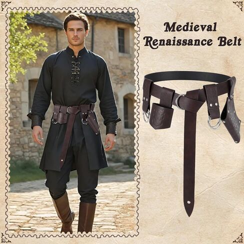 WERFORU MEN RENAISSANCE BELL BEACS - إكسسوارات فايكنغ في العصور الوسطى لأزياء COSPLAY - حقيبة الحزام in Saudi Arabia