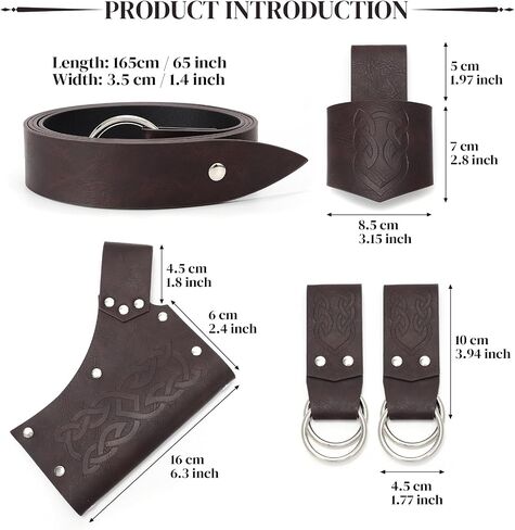 WERFORU MEN RENAISSANCE BELL BEACS - إكسسوارات فايكنغ في العصور الوسطى لأزياء COSPLAY - حقيبة الحزام in Saudi Arabia
