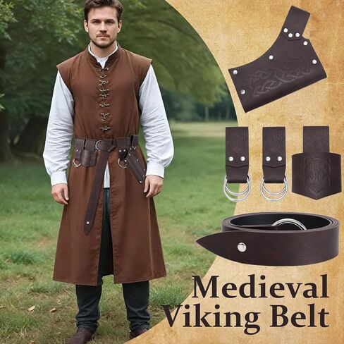WERFORU MEN RENAISSANCE BELL BEACS - إكسسوارات فايكنغ في العصور الوسطى لأزياء COSPLAY - حقيبة الحزام in Saudi Arabia