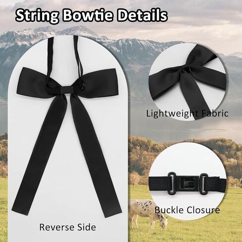 Western Ties for Men, Pre-tied Colonel Bow Tie Ribbon String Bow Ties for Men Women for Costume Uniform in Saudi Arabia
