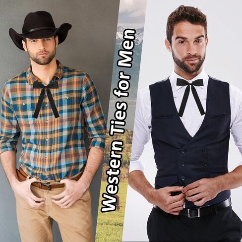 Western Ties for Men, Pre-tied Colonel Bow Tie Ribbon String Bow Ties for Men Women for Costume Uniform in Saudi Arabia