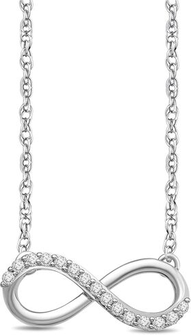 Jewelili 10K Yellow Gold 1/10 Cttw Natural White Round Diamond Infinity Pendant Necklace, 18" Gold filed Rope Chain in Saudi Arabia