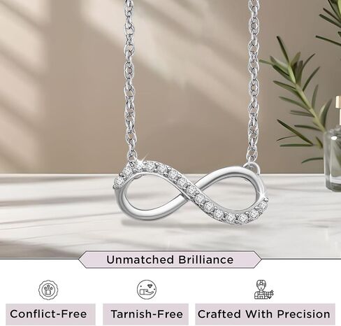 Jewelili 10K Yellow Gold 1/10 Cttw Natural White Round Diamond Infinity Pendant Necklace, 18" Gold filed Rope Chain in Saudi Arabia