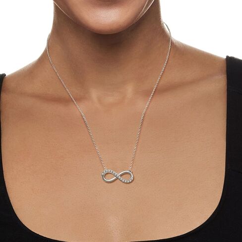 Jewelili 10K Yellow Gold 1/10 Cttw Natural White Round Diamond Infinity Pendant Necklace, 18" Gold filed Rope Chain in Saudi Arabia